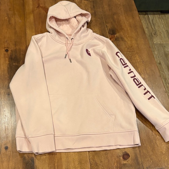 Carhartt Light Pink Hoodie with Maroon Logo - Picture 2 of 5